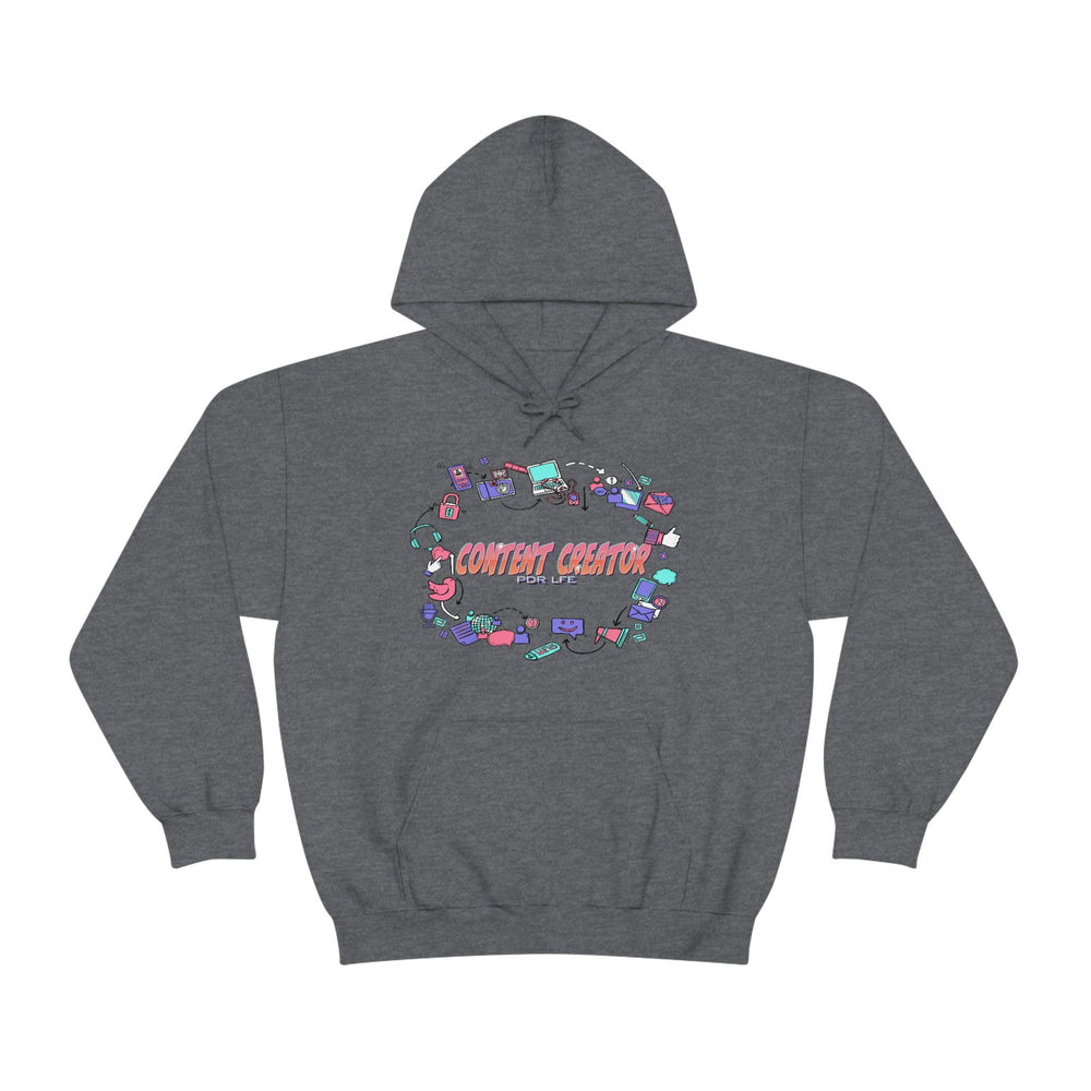 CONTENT CREATOR Heavy Blend™ Female Hooded Sweatshirt - PDR LFE Dark Heather / S PDR LFE