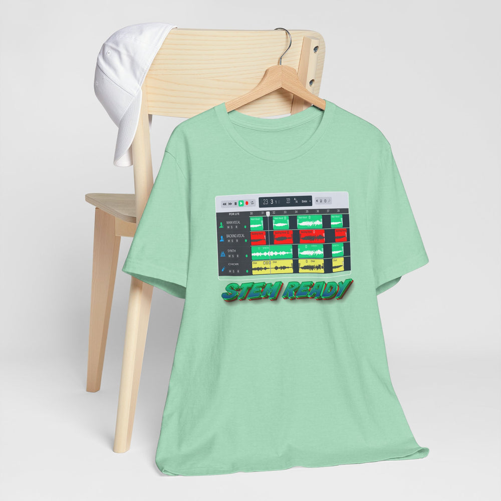 MINT Green t-shirt with a graphic design and text 'STAY READY' on a white background