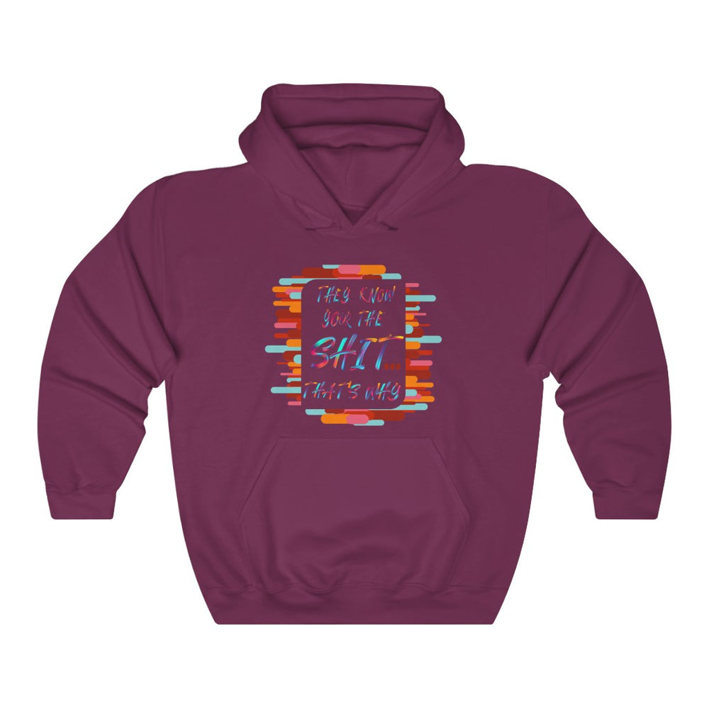 THEY KNOW WHY "LOVE THE HATE" SERIES Unisex Heavy Blend™ Hooded Sweatshirt - PDR LFE Maroon / S PDR LFE