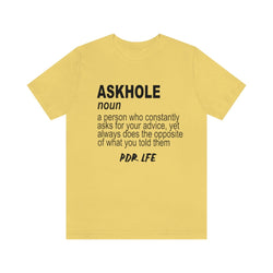 ASKHOLE MENS HIP HOP TSHIRT - PDR LFE Yellow / S PDR LFE