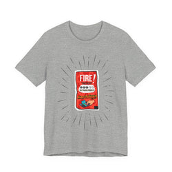 ATHLETIC Gray t-shirt with a red and white graphic on a white background