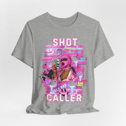 Athletic Gray t-shirt with a colorful graphic design on a white background