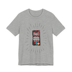Athletic Gray t-shirt with a graphic of a Diablo pepper box on a white background