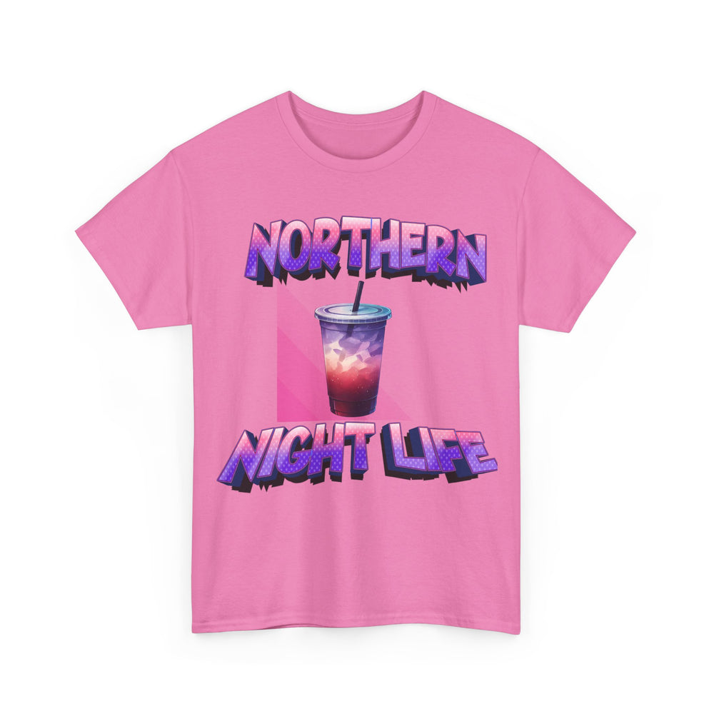 Azela t-shirt with 'Northern Night Life' graphic design on a white background