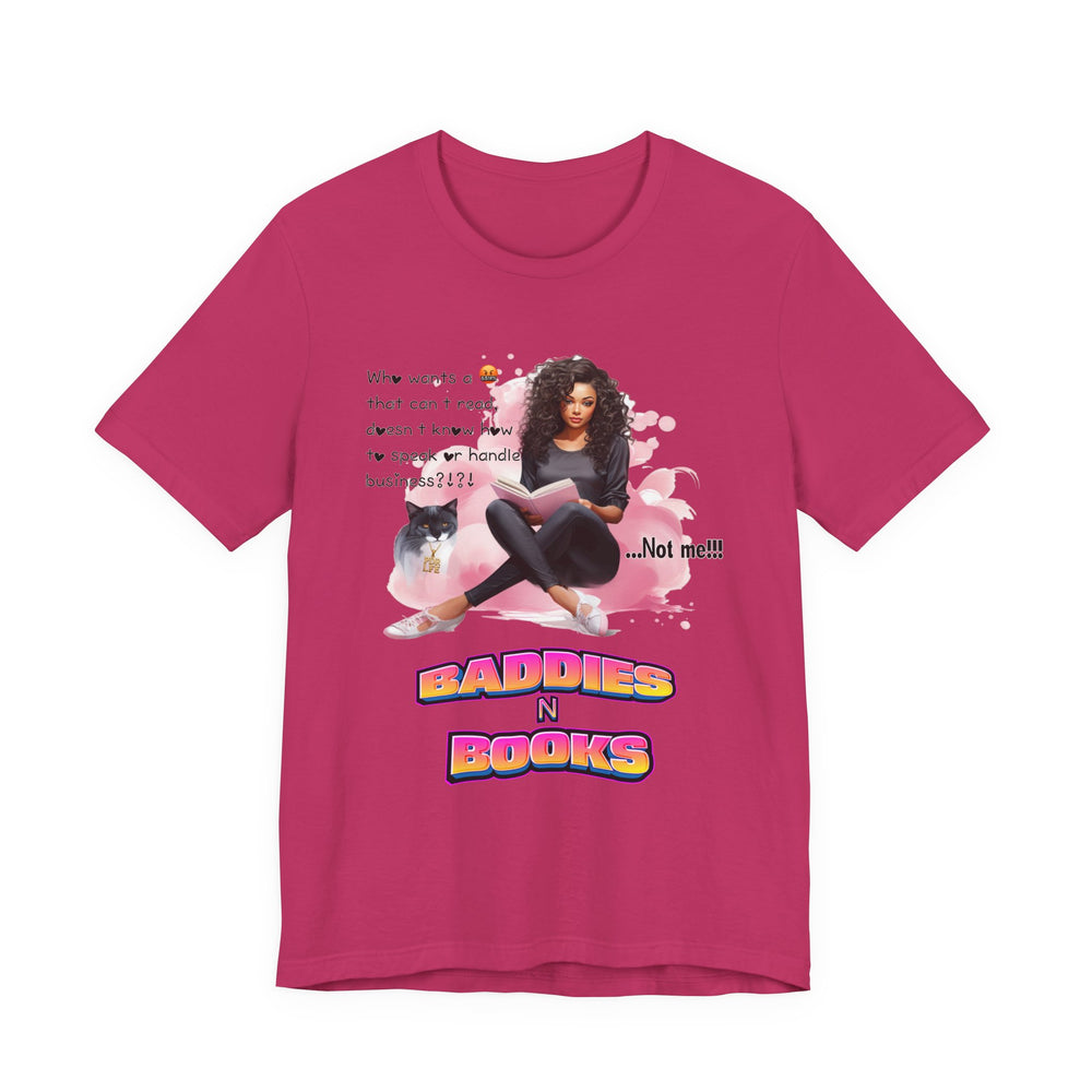 BERRY t-shirt with a graphic of a woman, text, and 'Baddies N Books' branding on a white background.