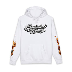 Controlled Chaos Hoodie — Graphic Streetwear Pullover with Sleeve Fox Art