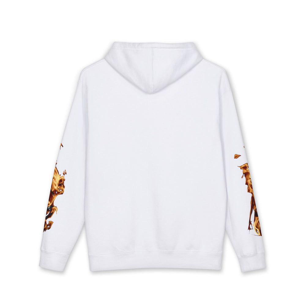 Controlled Chaos Hoodie — Graphic Streetwear Pullover with Sleeve Fox Art