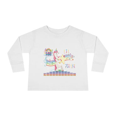 FOLLOW YOUR DREAMS UNICORN VIBES Toddler Long Sleeve Tee - PDR LFE 2T / White PDR LFE