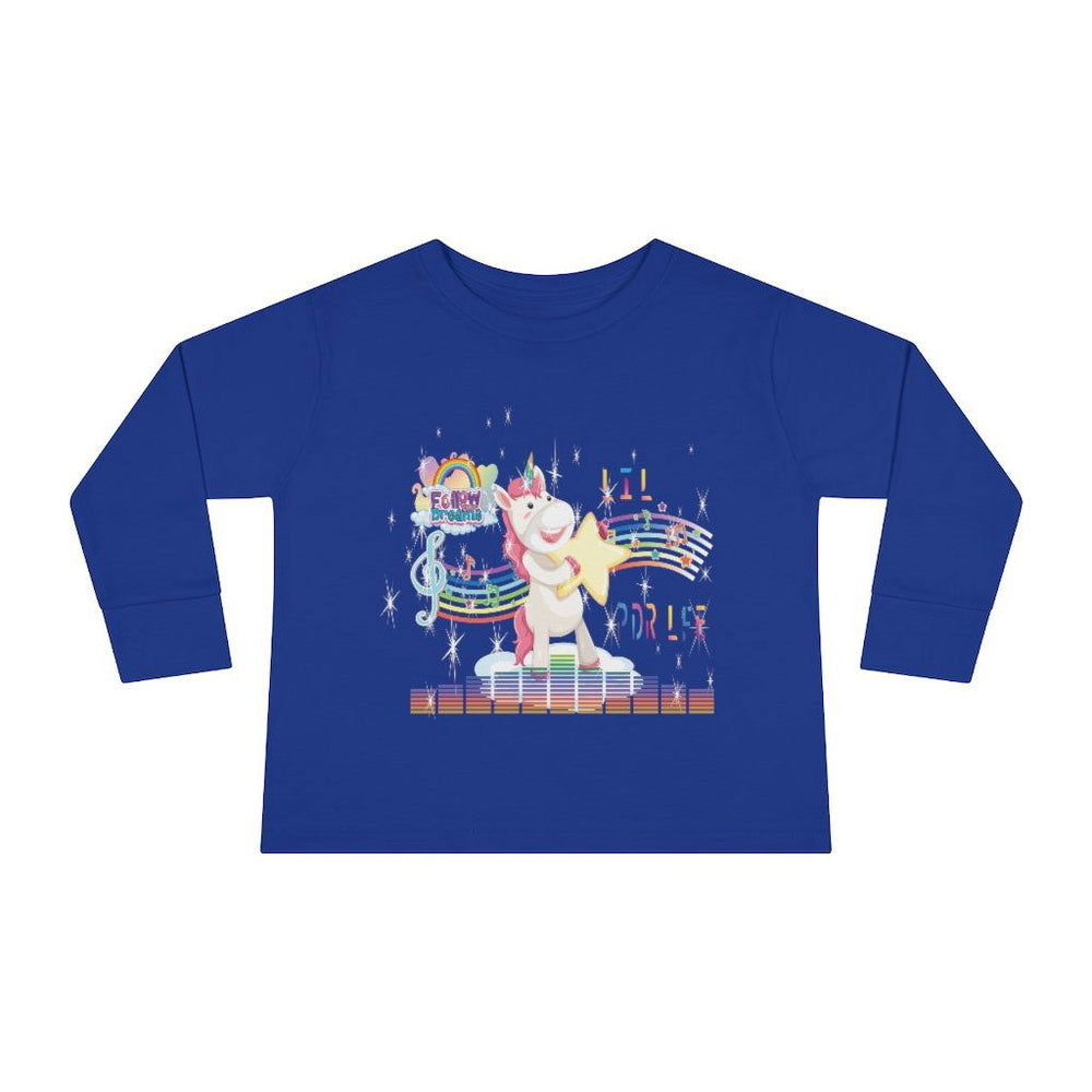 FOLLOW YOUR DREAMS UNICORN VIBES Toddler Long Sleeve Tee - PDR LFE 2T / Royal PDR LFE