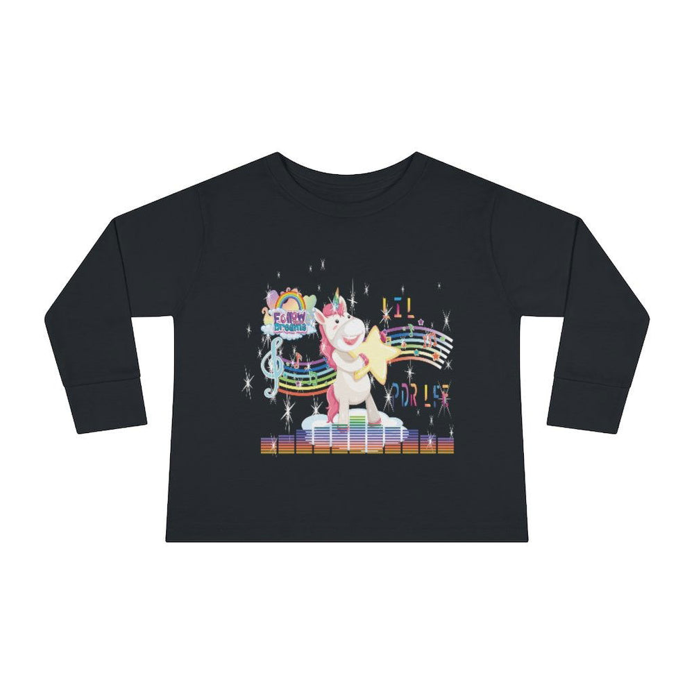 FOLLOW YOUR DREAMS UNICORN VIBES Toddler Long Sleeve Tee - PDR LFE 2T / Black PDR LFE