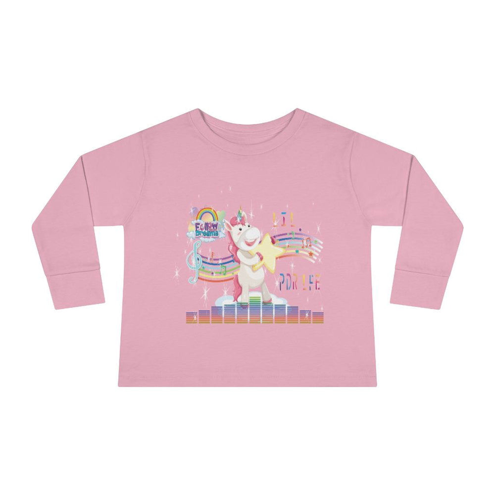 FOLLOW YOUR DREAMS UNICORN VIBES Toddler Long Sleeve Tee - PDR LFE 2T / Pink PDR LFE