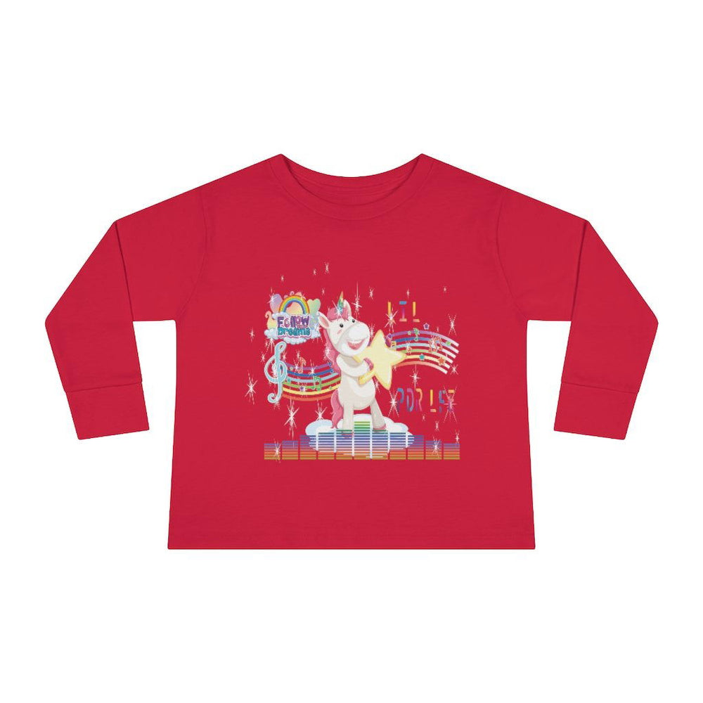 FOLLOW YOUR DREAMS UNICORN VIBES Toddler Long Sleeve Tee - PDR LFE 2T / Red PDR LFE