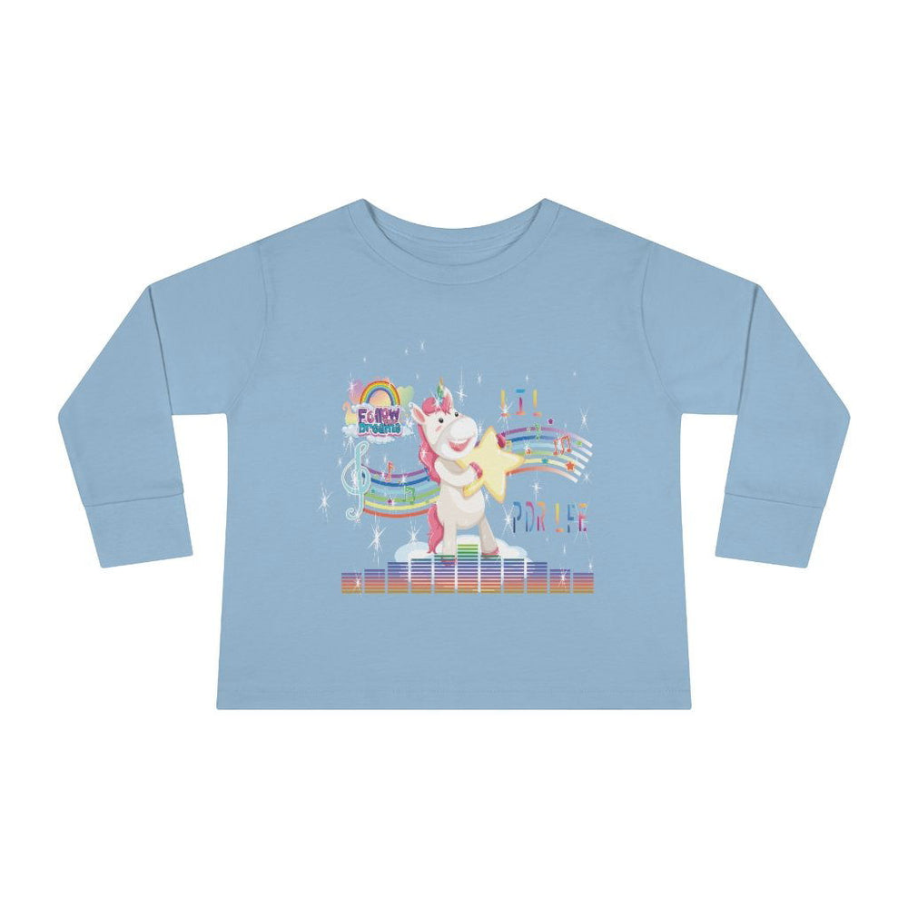 FOLLOW YOUR DREAMS UNICORN VIBES Toddler Long Sleeve Tee - PDR LFE 2T / Light Blue PDR LFE