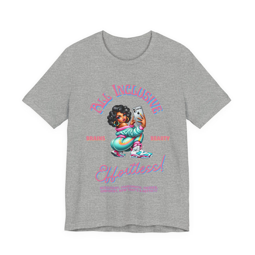 Gray Athletic t-shirt with a graphic of a woman and text on a white background