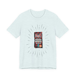 Heather Ice Blue t-shirt with a graphic design on a white background