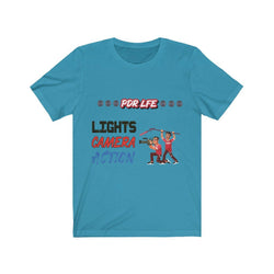 LIGHTS CAMERA ACTION Hip Hop Unisex Jersey Short Sleeve Tee - PDR LFE Aqua / S PDR LFE