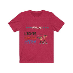 LIGHTS CAMERA ACTION Hip Hop Unisex Jersey Short Sleeve Tee - PDR LFE Heather Red / S PDR LFE