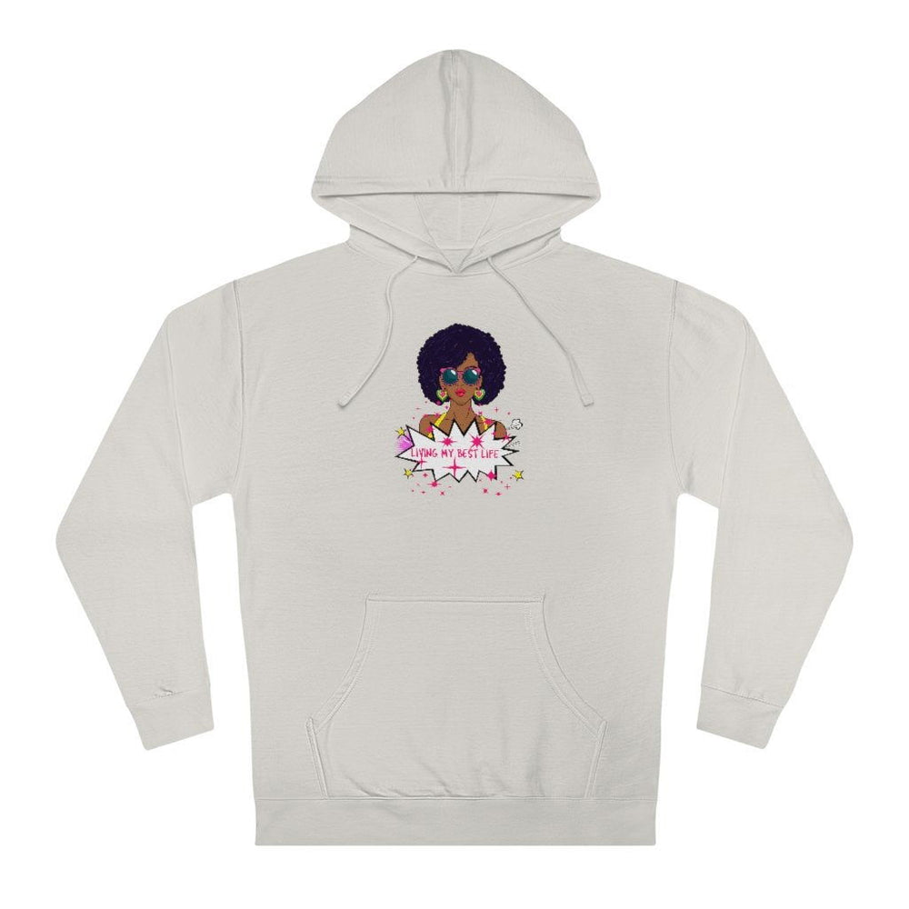 LIVING MY BEST LIFE FEMALE Hip Hop Unisex Hooded Sweatshirt - PDR LFE XS / Bone PDR LFE