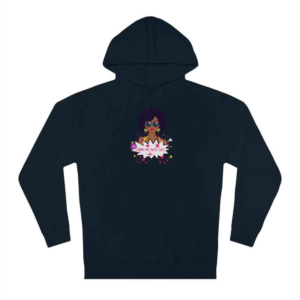 LIVING MY BEST LIFE FEMALE Hip Hop Unisex Hooded Sweatshirt - PDR LFE XS / Classic Navy PDR LFE