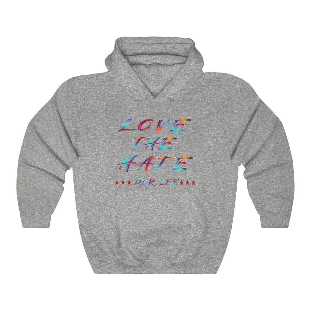 LOVE THE HATE "LOVE THE HATE SERIES" FEMALE Unisex Heavy Blend™ Hooded Sweatshirt - PDR LFE Sport Grey / S PDR LFE