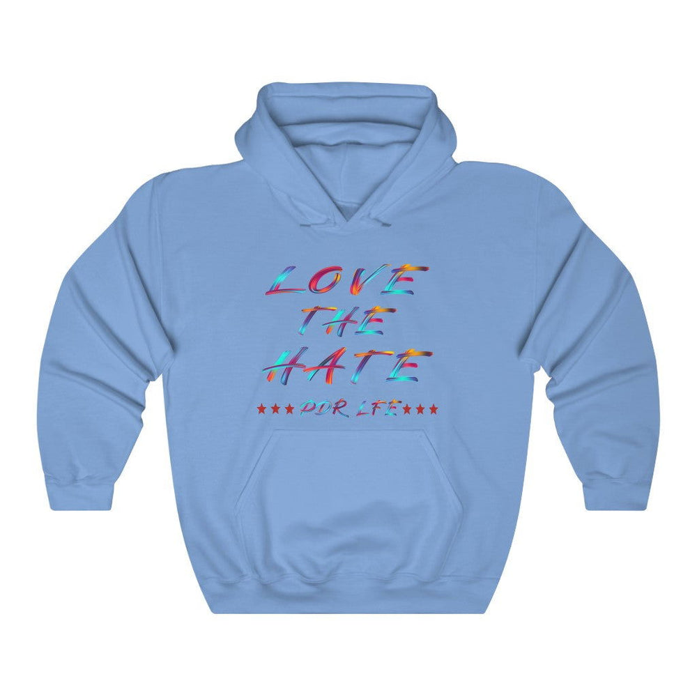LOVE THE HATE "LOVE THE HATE SERIES" FEMALE Unisex Heavy Blend™ Hooded Sweatshirt - PDR LFE Carolina Blue / S PDR LFE