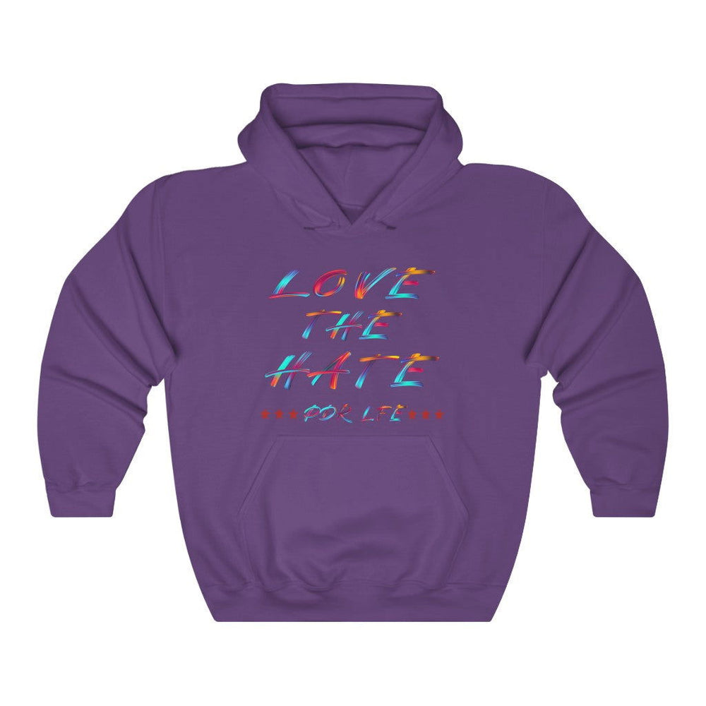 LOVE THE HATE "LOVE THE HATE SERIES" FEMALE Unisex Heavy Blend™ Hooded Sweatshirt - PDR LFE Purple / S PDR LFE