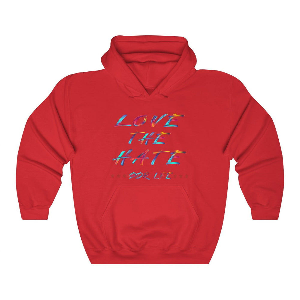 LOVE THE HATE "LOVE THE HATE SERIES" FEMALE Unisex Heavy Blend™ Hooded Sweatshirt - PDR LFE Red / S PDR LFE