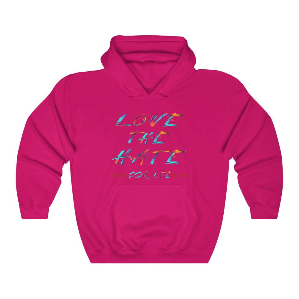 LOVE THE HATE "LOVE THE HATE SERIES" FEMALE Unisex Heavy Blend™ Hooded Sweatshirt - PDR LFE Heliconia / S PDR LFE