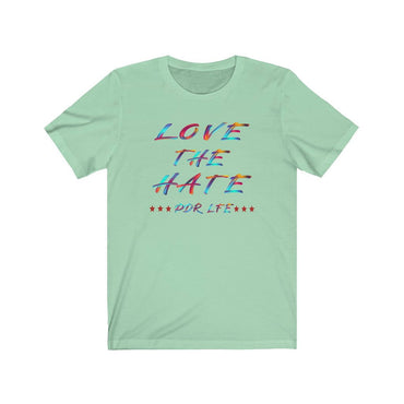 LOVE THE HATE PDR LFE "LOVE THE HATE SERIES" FEMALE Unisex Jersey Short Sleeve Tee - PDR LFE Mint / XS PDR LFE