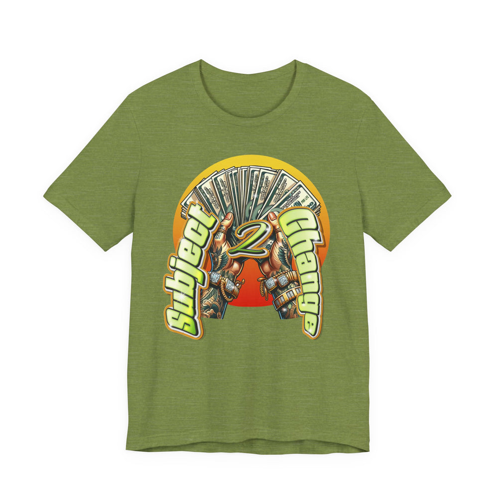 Leaf Green t-shirt with a colorful graphic design on a white background