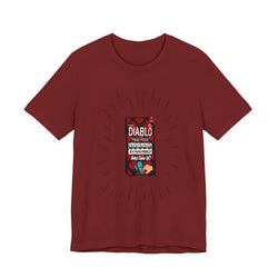 Maroon t-shirt with a graphic of a spice container on a white background