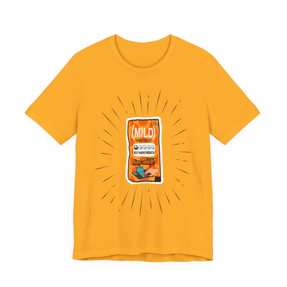 Mellow Yellow t-shirt with a graphic design on a white background