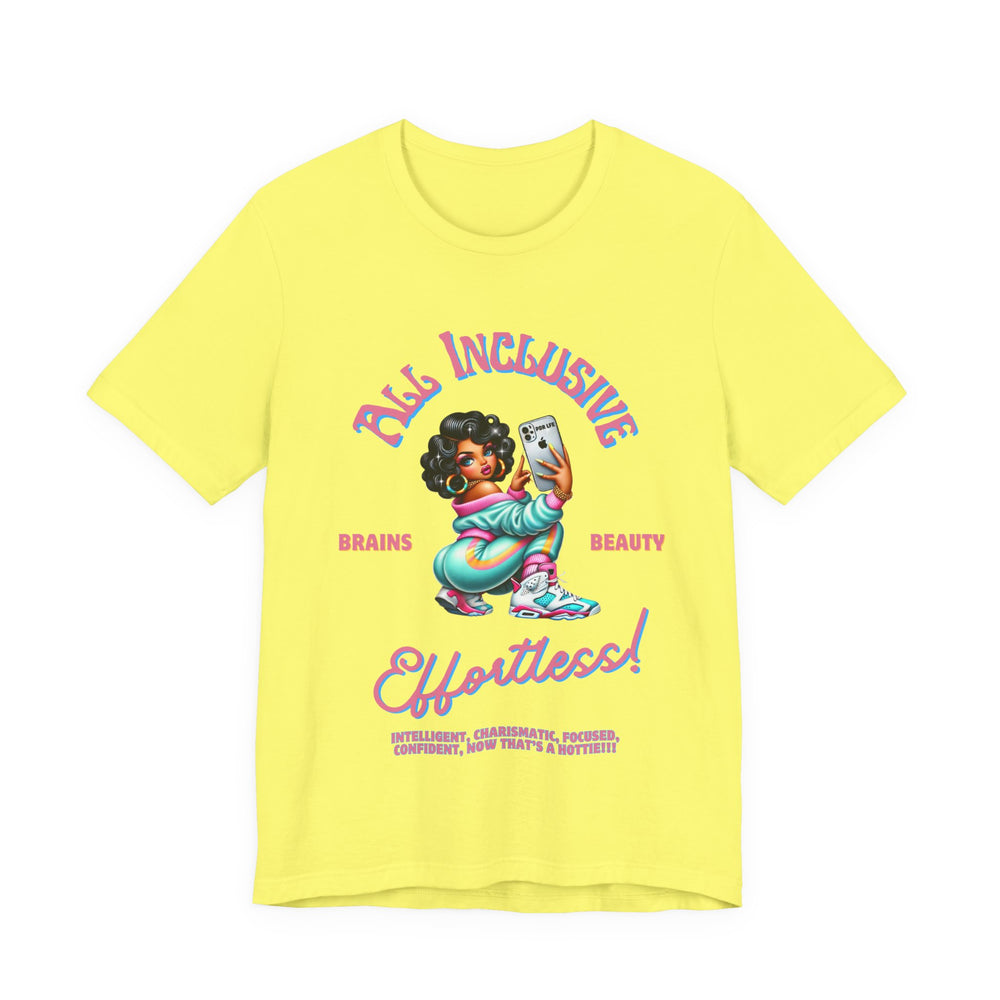 More Yellow t-shirt with graphic design and text on a white background