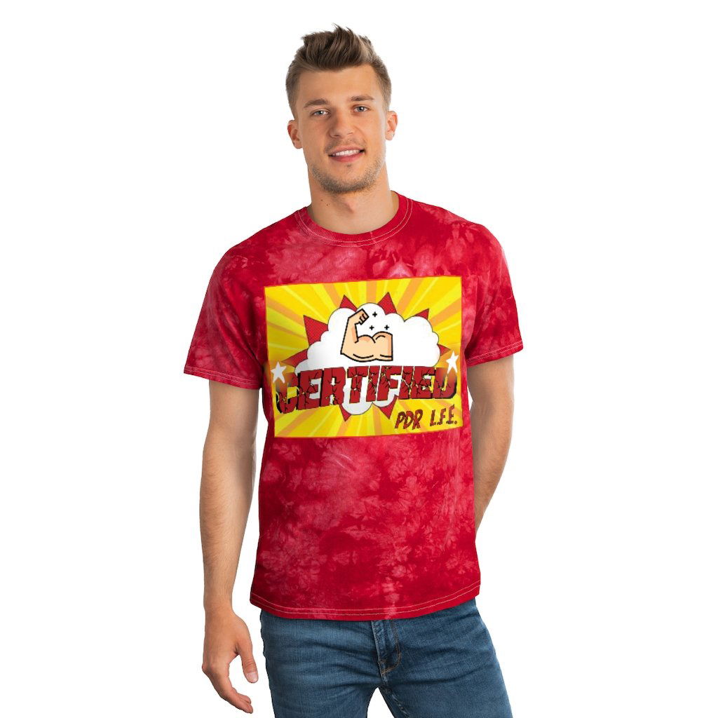 PDR LFE CERTIFIED MUSCLE RED Tie-Dye Tee, Crystal - PDR L.F.E. 