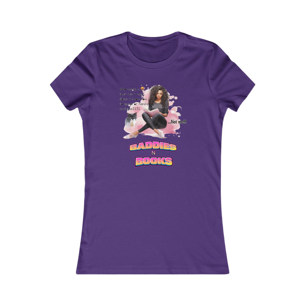 Purple t-shirt with graphic design and text on a white background