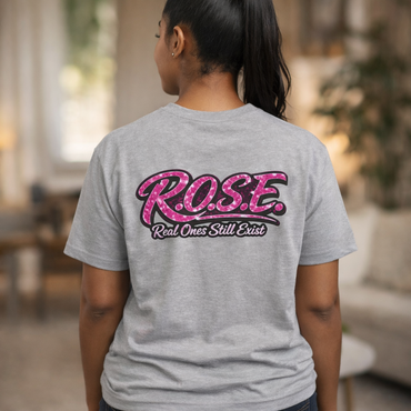 R.O.S.E. (REAL ONES STILL EXIST) BLUE FEMALE HIP HOP SHORT SLEEVE T-SHIRT