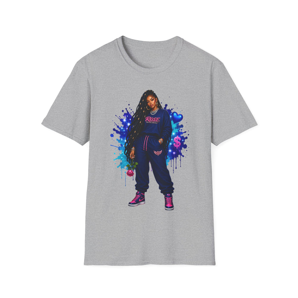 R.O.S.E. (REAL ONES STILL EXIST) BLUE FEMALE HIP HOP SHORT SLEEVE T-SHIRT