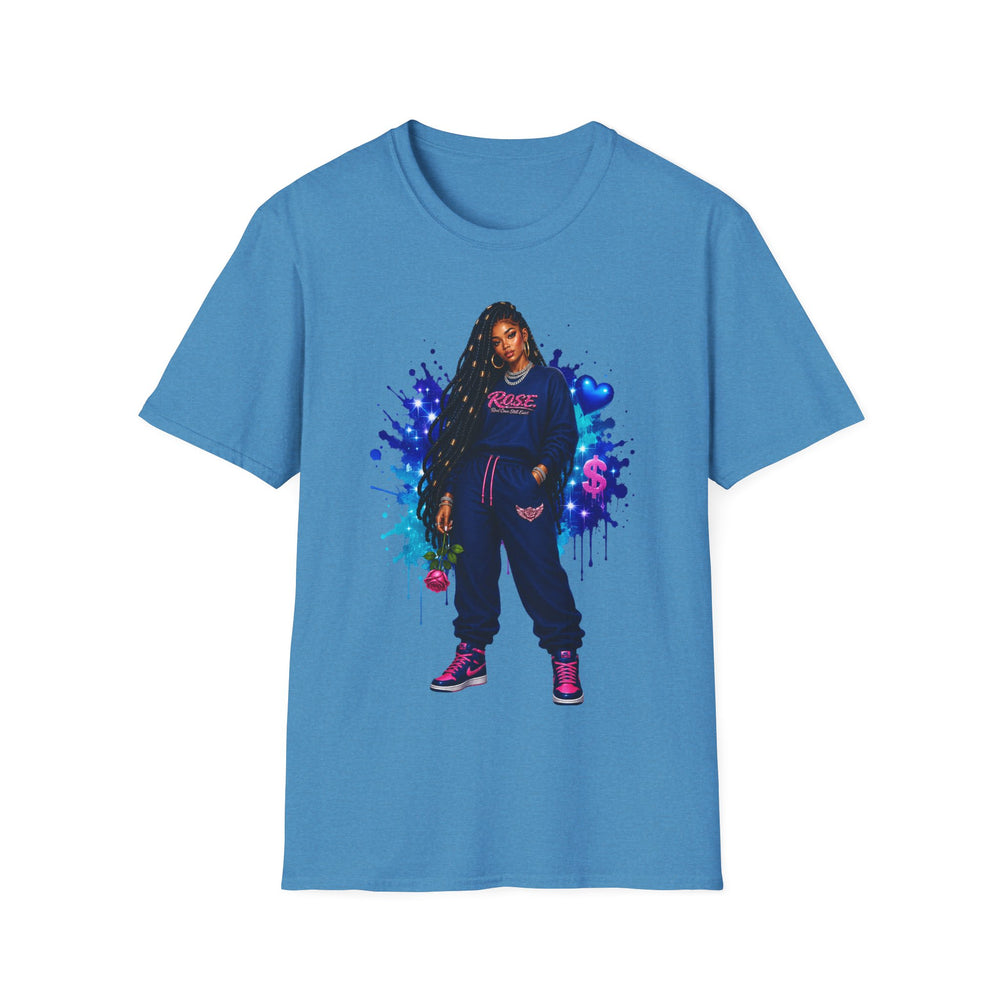 R.O.S.E. (REAL ONES STILL EXIST) BLUE FEMALE HIP HOP SHORT SLEEVE T-SHIRT