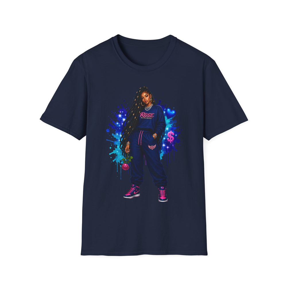 R.O.S.E. (REAL ONES STILL EXIST) BLUE FEMALE HIP HOP SHORT SLEEVE T-SHIRT