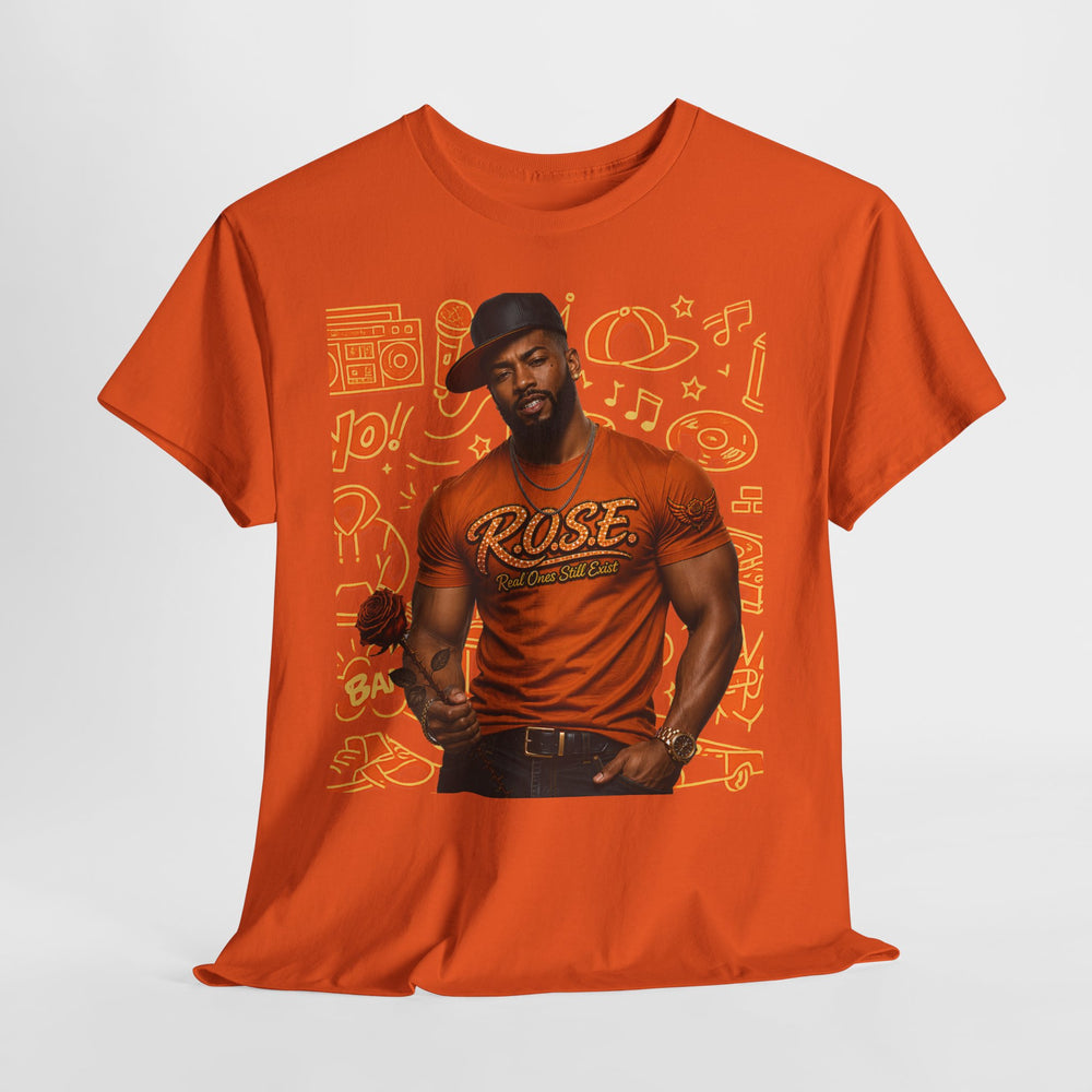R.O.S.E. (REAL ONES STILL EXIST) ORANGE MALE  HIP HOP SHORT SLEEVE T-SHIRT
