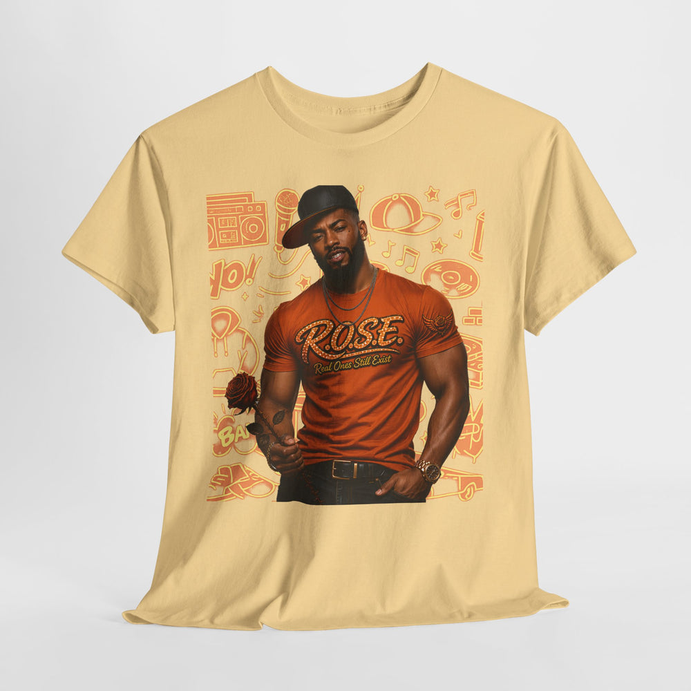 R.O.S.E. (REAL ONES STILL EXIST) ORANGE MALE  HIP HOP SHORT SLEEVE T-SHIRT