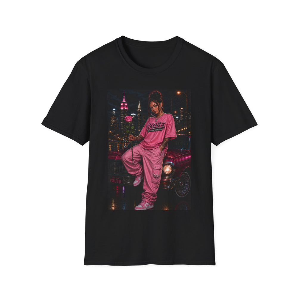 R.O.S.E. (REAL ONES STILL EXIST) PINK FEMALE HIP HOP SHORT SLEEVE T-SHIRT