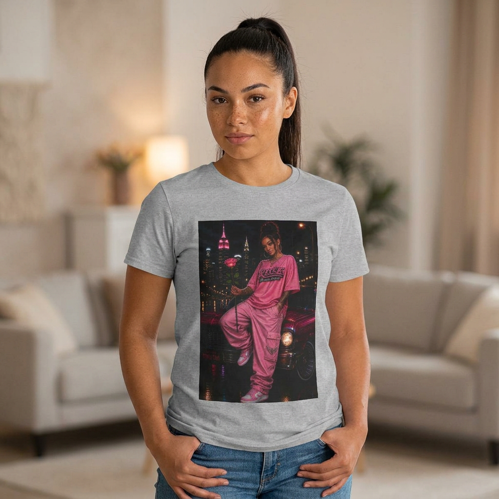 R.O.S.E. (REAL ONES STILL EXIST) PINK FEMALE HIP HOP SHORT SLEEVE T-SHIRT
