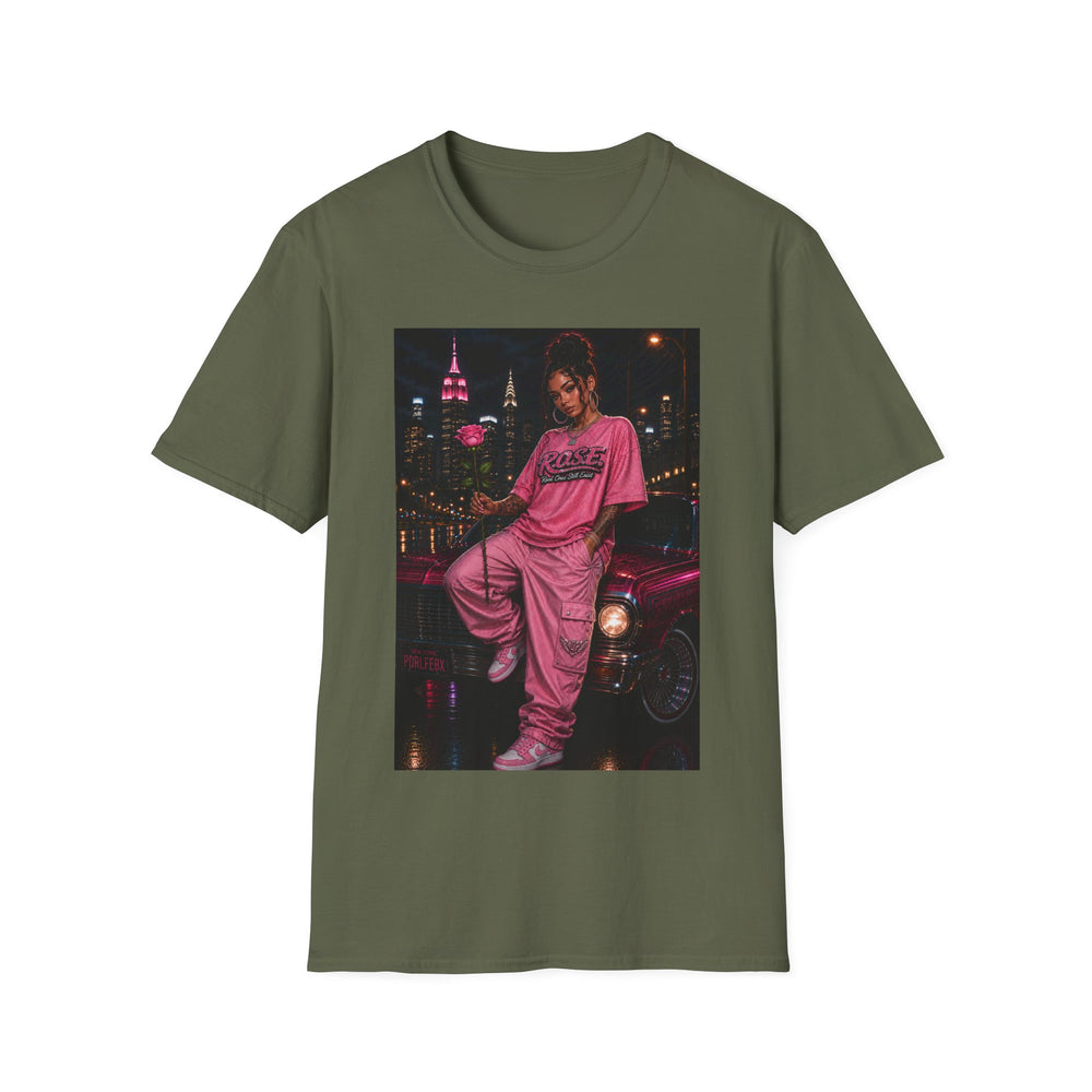 R.O.S.E. (REAL ONES STILL EXIST) PINK FEMALE HIP HOP SHORT SLEEVE T-SHIRT