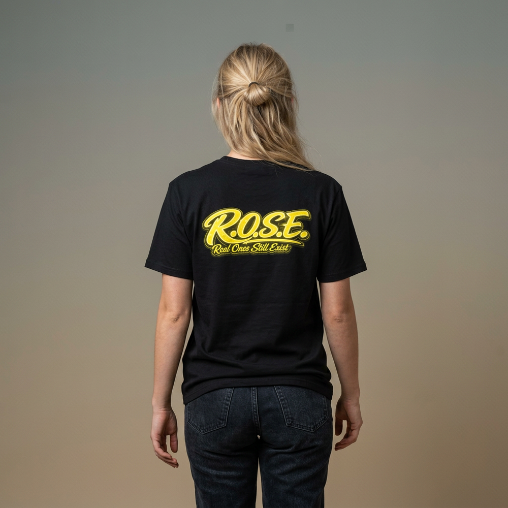 R.O.S.E. (REAL ONES STILL EXIST) YELLOW FEMALE HIP HOP SHORT SLEEVE T-SHIRT
