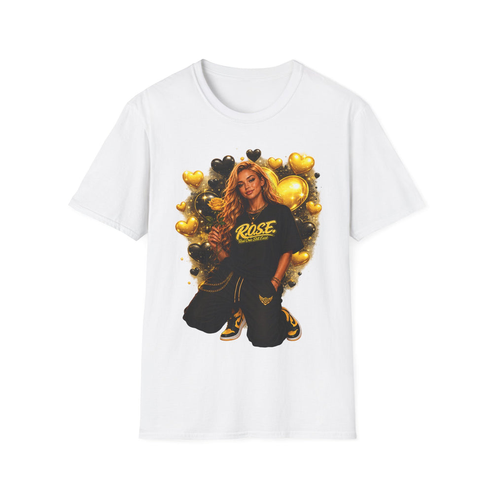 R.O.S.E. (REAL ONES STILL EXIST) YELLOW FEMALE HIP HOP SHORT SLEEVE T-SHIRT