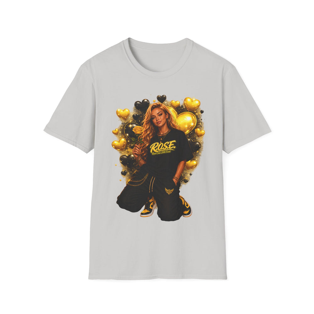 R.O.S.E. (REAL ONES STILL EXIST) YELLOW FEMALE HIP HOP SHORT SLEEVE T-SHIRT