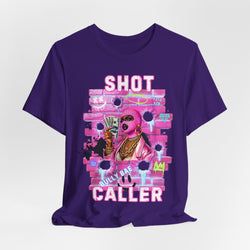 Team Purple t-shirt with a colorful graphic design on a white background