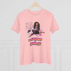 Warm Pink t-shirt with graphic design and text on a white background