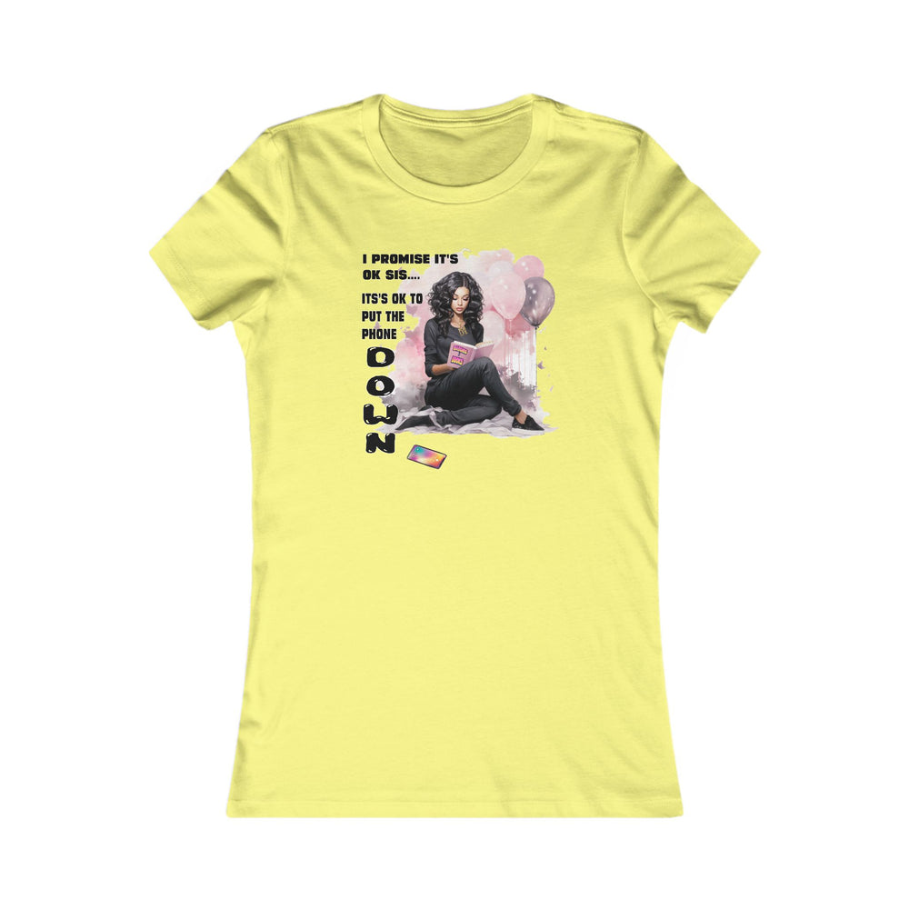Yellow t-shirt with graphic design and text on a white background